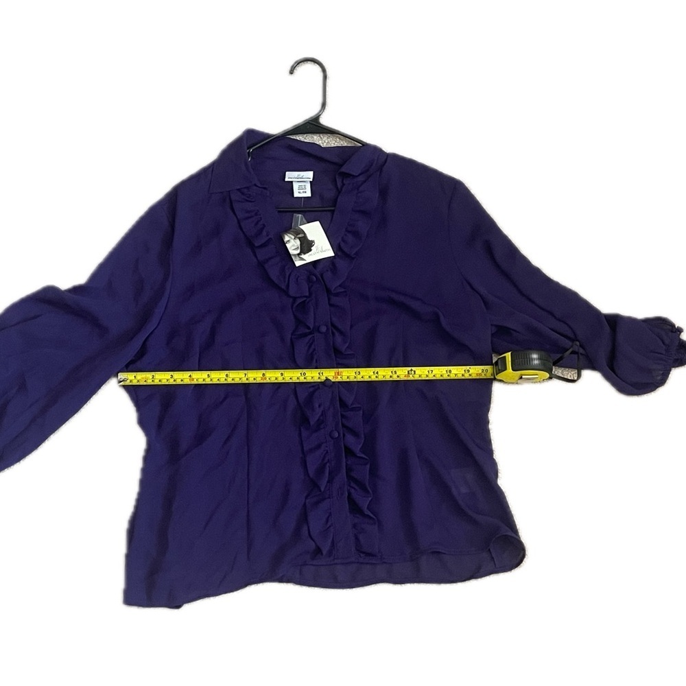 Jaclyn Smith Chiffon Ruffle Blouse (Size:XL, Color:Purple) - Picture 4 of 5